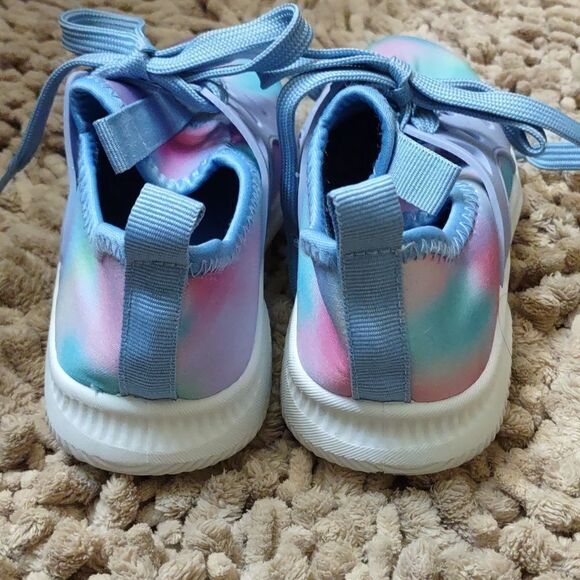 New Zone Pro girls size 11 pink blue purple rainbow sneakers stretch fabric shoe - Picture 4 of 8